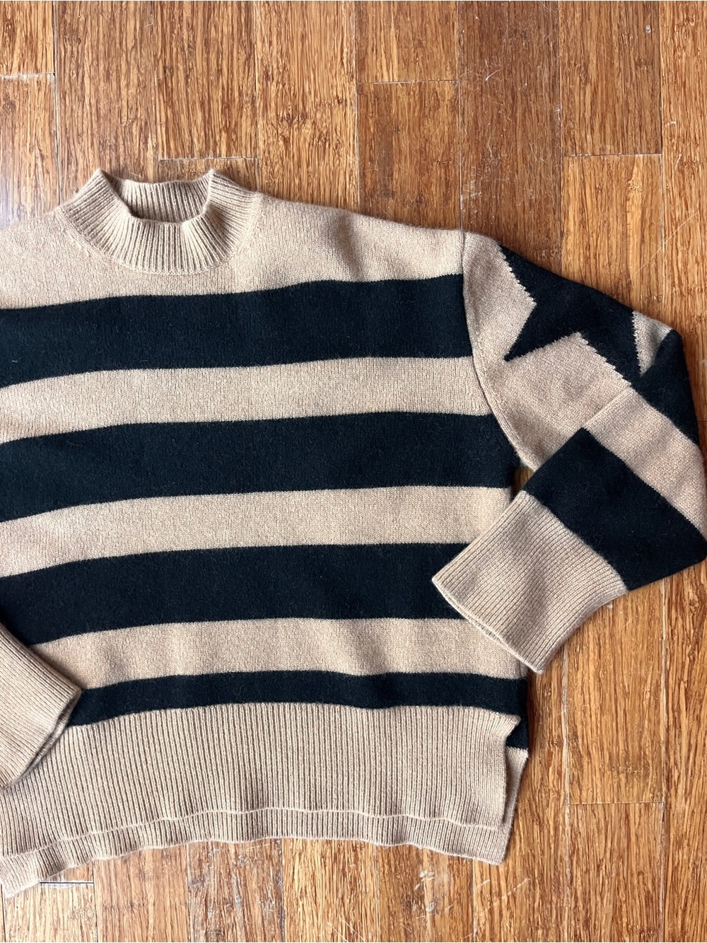 Anine Bing Striped Cashmere Sweater with Stars on Sleeves